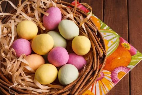 Easter Egg in Basket Stock Photos