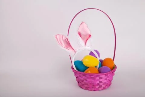 Easter egg basket Stock Photos