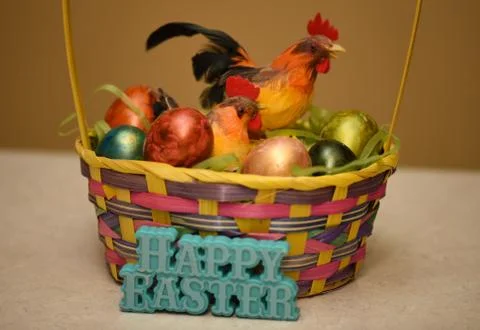 Easter egg basket Stock Photos