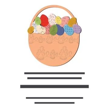 Easter egg basket with text. Illustrazione stock