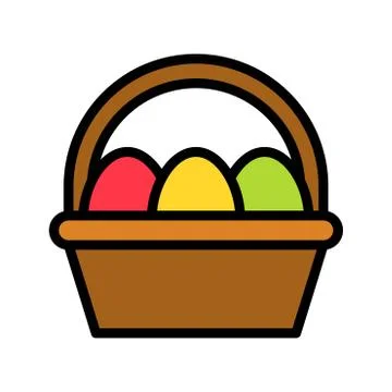 Easter egg basket vector, Easter filled icon editable stroke Illustrazione stock