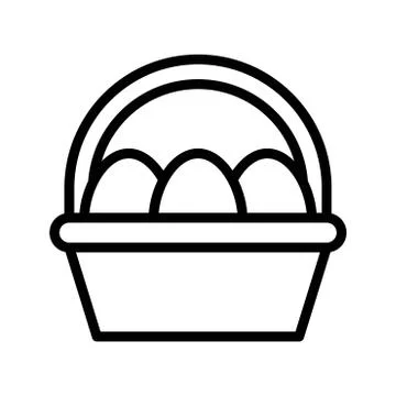 Easter egg basket vector, Easter line icon editable stroke イラスト素材