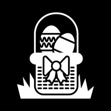 Easter Egg In Basket vector icon. Line flat Icon On Black Background. Solid Stockillustratie