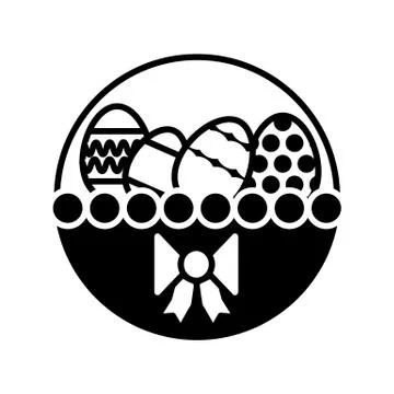 Easter Egg In Basket vector icon. Line flat Icon On white Background. Solid Illustrazione stock