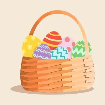 Easter Egg Basket Vector Stock Illustration