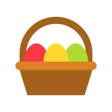 Easter egg basket vector, Isolated Easter flat style icon イラスト素材