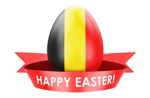 Easter egg with Belgian flag. Happy Easter in Belgium concept, 3D renderin... Stock Photos