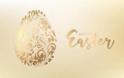 Easter egg with biege background. Happy easter card over light background with Stock Illustration
