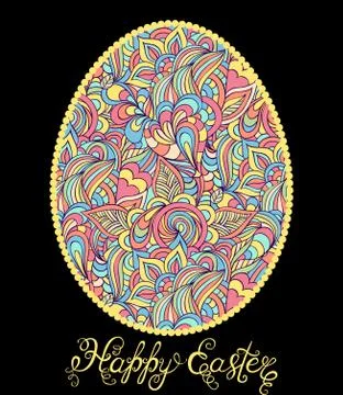 Easter egg on black background Stock Illustration