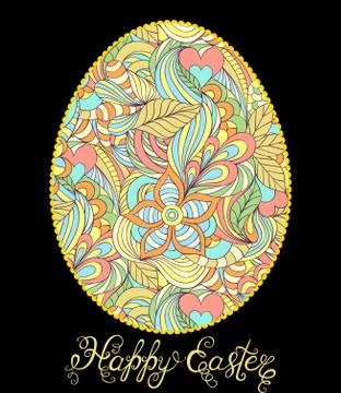 Easter egg on black background Stock Illustration