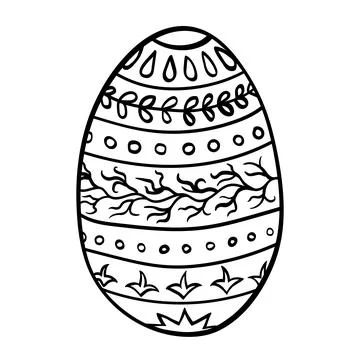 Easter egg black line doodle sketch on white Illustrazione stock