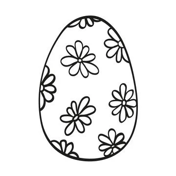 Easter egg black line doodle sketch on white Illustrazione stock