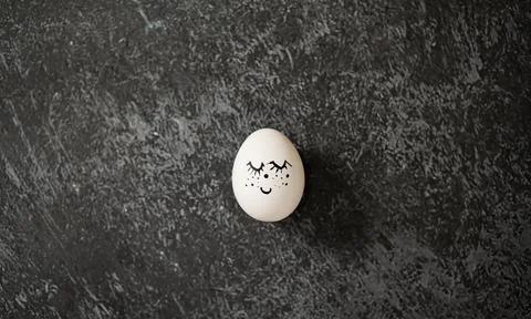 Easter egg on a black marble background Stock Photos