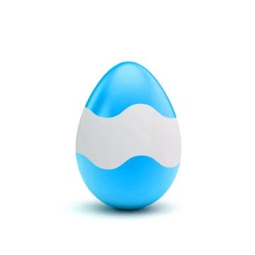 Easter egg with blue and white pattern. 3D Rendering 스톡 일러스트