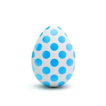 Easter egg with blue and white pattern. 3D Rendering 스톡 일러스트