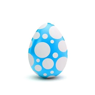 Easter egg with blue and white pattern. 3D Rendering 스톡 일러스트