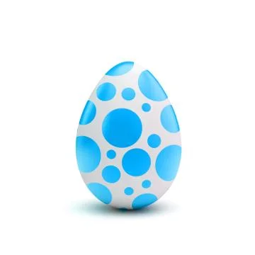 Easter egg with blue and white pattern. 3D Rendering イラスト素材