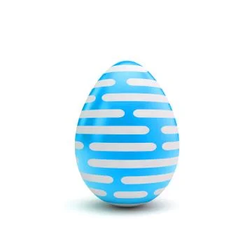 Easter egg with blue and white pattern. 3D Rendering Иллюстрация
