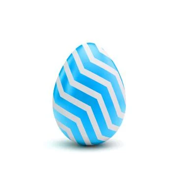 Easter egg with blue and white pattern. 3D Rendering Ilustração Stock