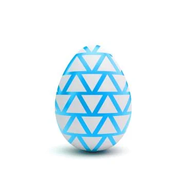 Easter egg with blue and white pattern. 3D Rendering 스톡 일러스트