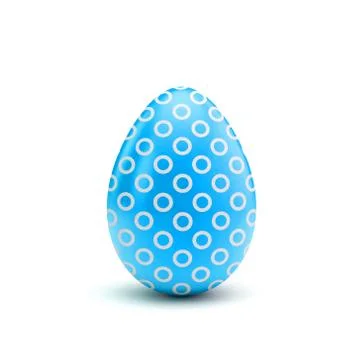 Easter egg with blue and white pattern. 3D Rendering Stock Illustration
