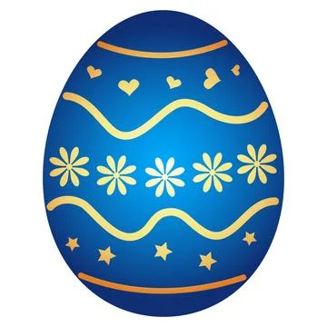 Easter egg blue with golden pattern Stock Illustration