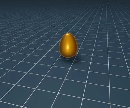 Easter egg on blue squared background - 3d illustration 스톡 일러스트