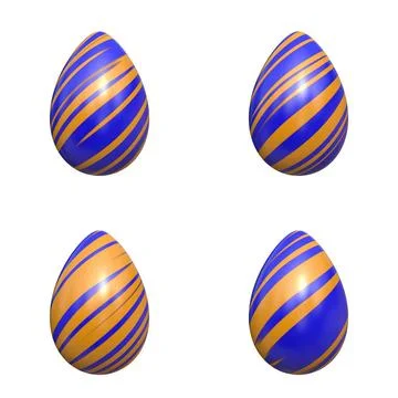 Easter egg with blue stripes easter egg with blue stripes isolated on a wh... Stock Photos