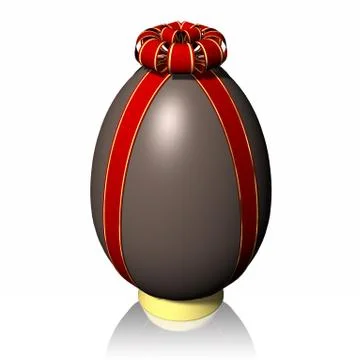 Easter egg with bow - 3D illustration. 스톡 일러스트
