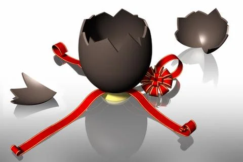 Easter egg with bow - 3D illustration 스톡 일러스트