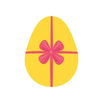 Easter egg with a bow. Happy Easter, decorated egg for spring holiday cards.. 스톡 일러스트
