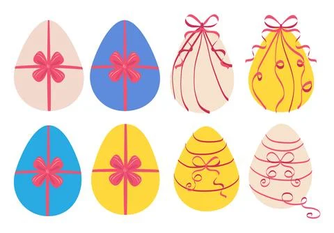 Easter egg with a bow. Happy Easter, decorated egg for spring holiday cards,  Stock Illustration