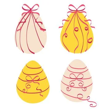 Easter egg with a bow. Happy Easter, decorated egg for spring holiday cards,  Stock Illustration
