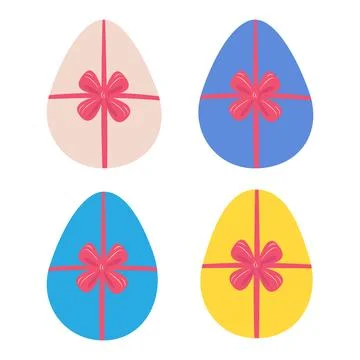 Easter egg with a bow. Happy Easter, decorated egg for spring holiday cards,  Stock Illustration