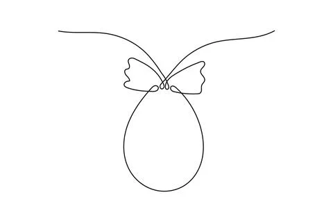 Easter Egg with Bow one Continuous Line minimalist illustration. Simple eleme Stock Illustration