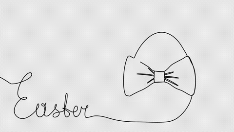 Easter egg with a bow, one line drawing animation. Video clip with alpha channel Stock Footage 264117708