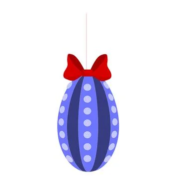 Easter egg with bow pendant, decor for postcards Stock Illustration