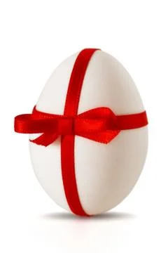 Easter egg with a bow red Stock Photos