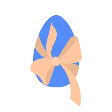 Easter Egg with Bow in simple flat style Stock Illustration