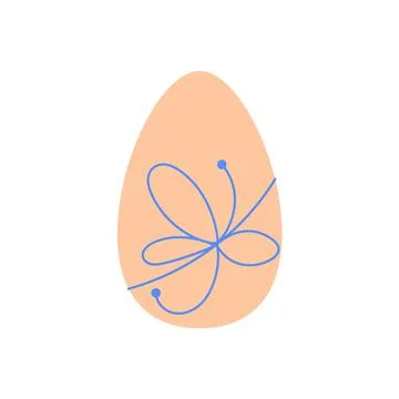 Easter Egg with Bow in simple flat style Stock Illustration