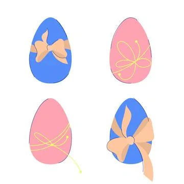Easter Egg with Bow in simple flat style Stock Illustration