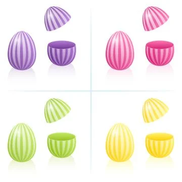 Easter Egg Boxes Fillable Striped Open Closed Stock Illustration