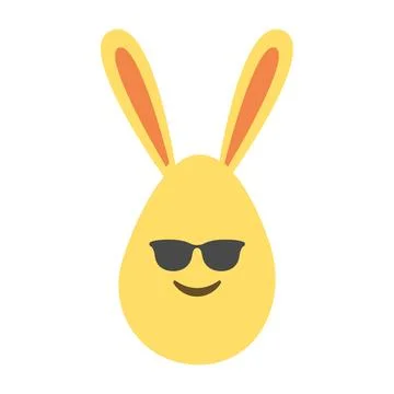 An Easter egg with bright emotions and bunny ears. Easter holiday concept Stock Illustration