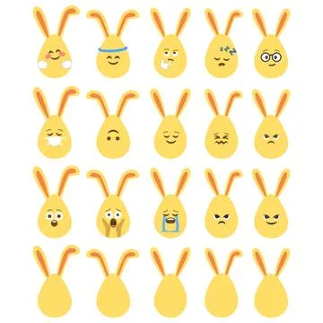 An Easter egg with bright emotions and bunny ears. Easter holiday concept Stock Illustration