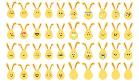 An Easter egg with bright emotions and bunny ears. Easter holiday concept Stock Illustration