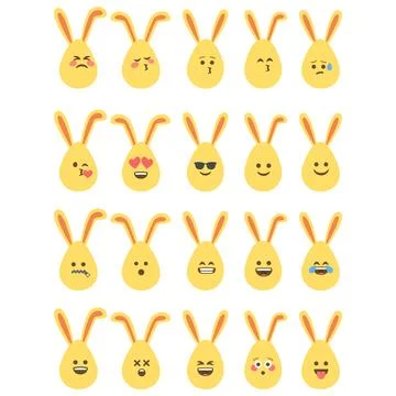 An Easter egg with bright emotions and bunny ears. Easter holiday concept Stock Illustration
