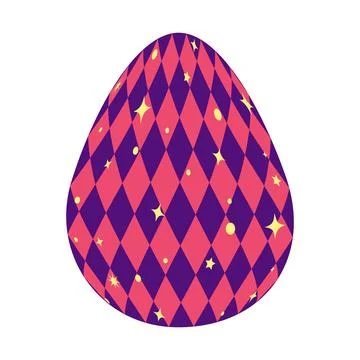 Easter egg with a bright magical pattern, pink and purple, like in Wonderla.. Stock Illustration