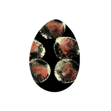 Easter egg -  with brown bubbles on black. Falling confetti, isolated on white. Stock Illustration