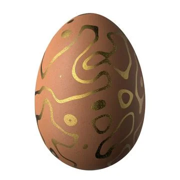Easter egg in brown color with an abstract golden pattern on the egg. Isolate Stockillustratie