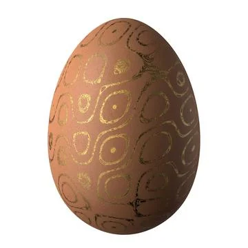 Easter egg in brown color with an abstract golden pattern on the egg. Brown E Stock Illustration